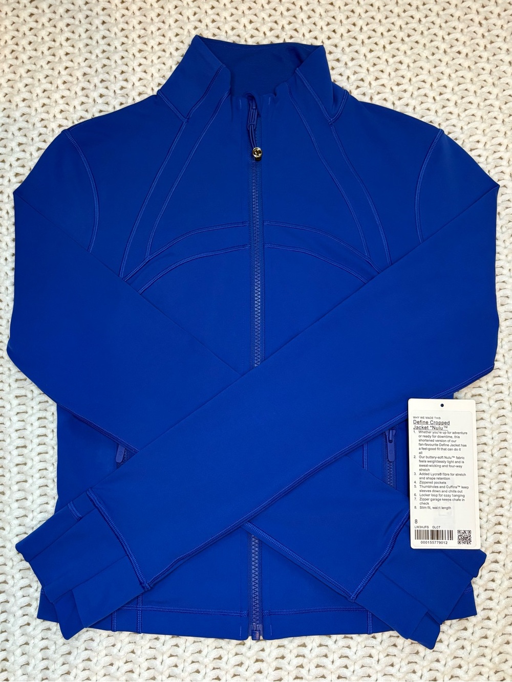 RARE! lululemon galactic cobalt define cropped jacket nulu size 8